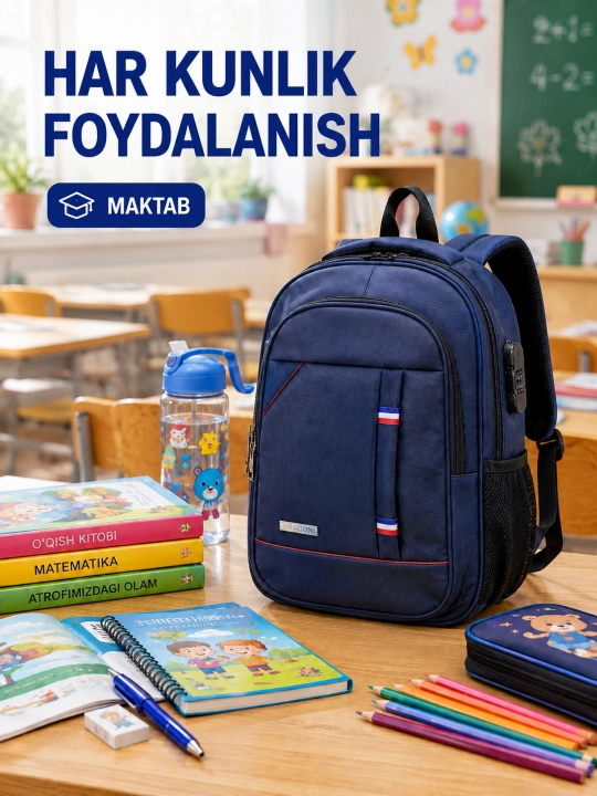 Sumka, portfel, bolalar uchun kodli qulfli maktab ryukzagi