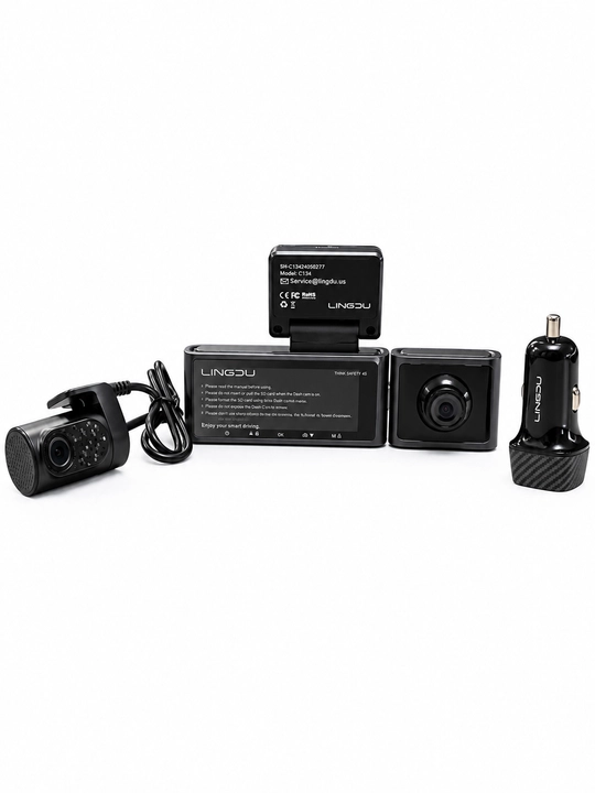 Videoregistrator LINGDU C34, 3 kamerali 4K/2K/1080P, GPS, WiFi, 3.18", 64 GB - 