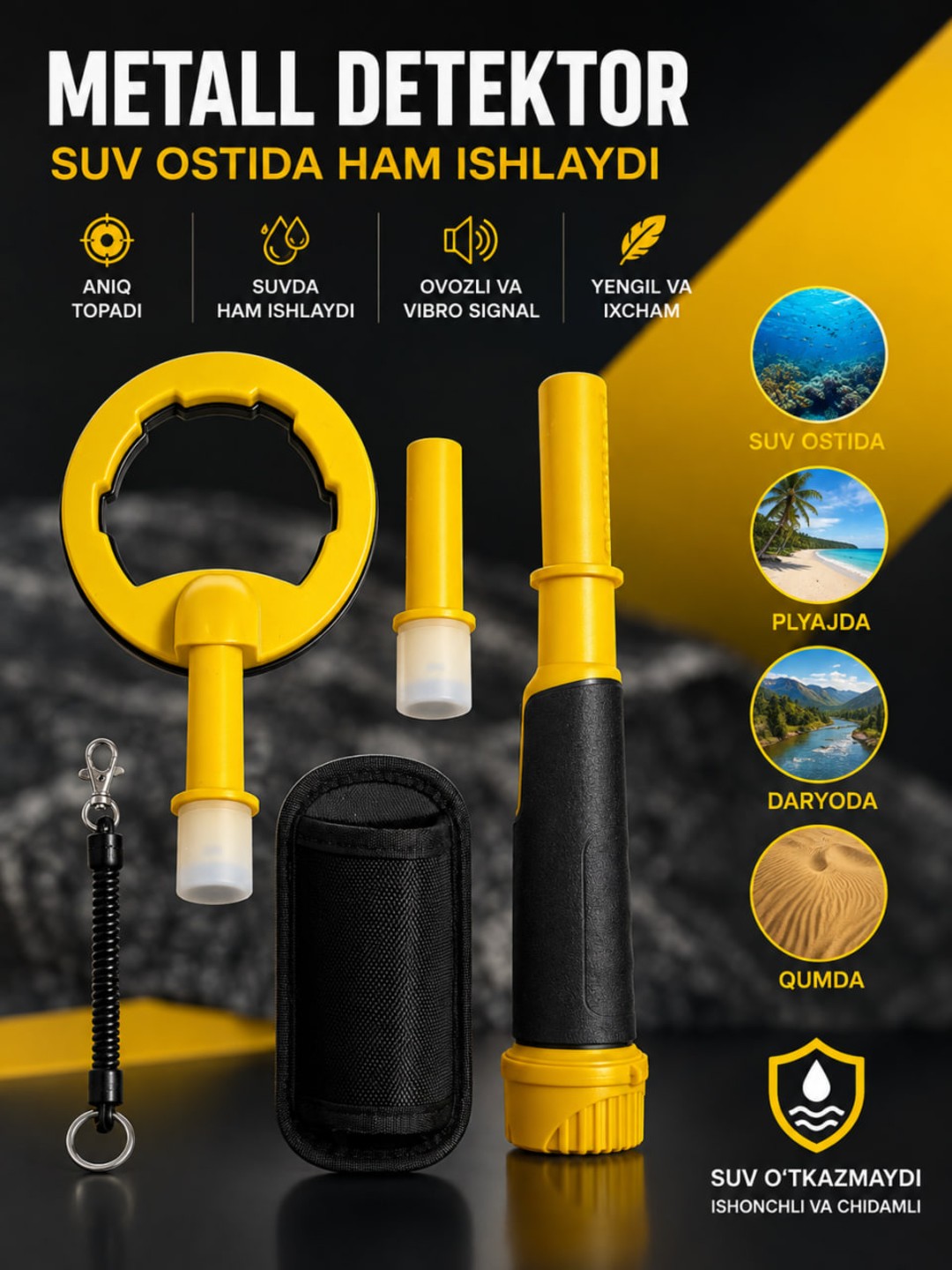 Dive Pointer suv va quruqlik uchun metall detektori, ikkita datchiklik 1+1