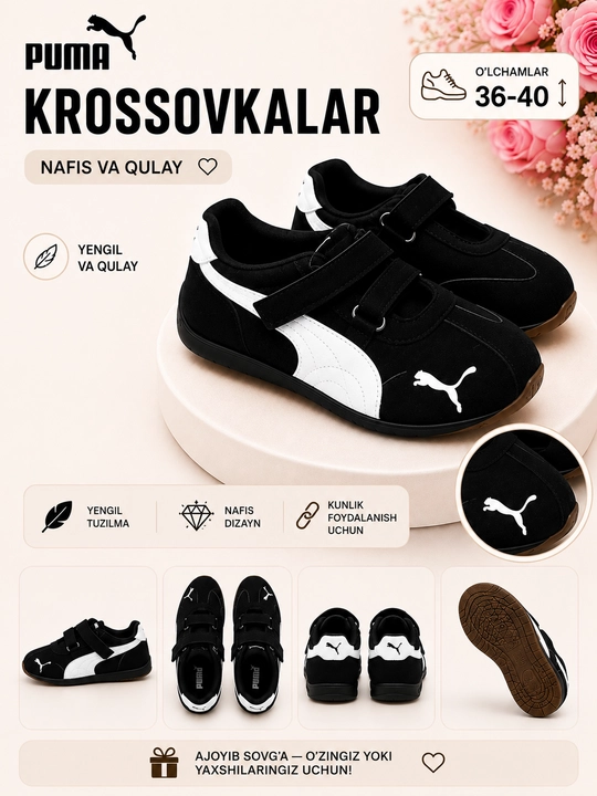 Kundalik krossovkalar, ayollar va erkaklar uchun, 36-40 o‘lchamlarda - 