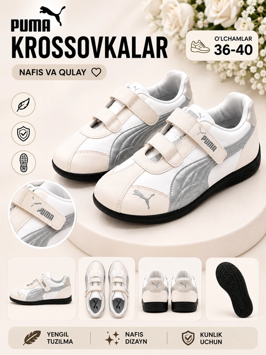 Kundalik krossovkalar, ayollar va erkaklar uchun, 36-40 o‘lchamlarda - 
