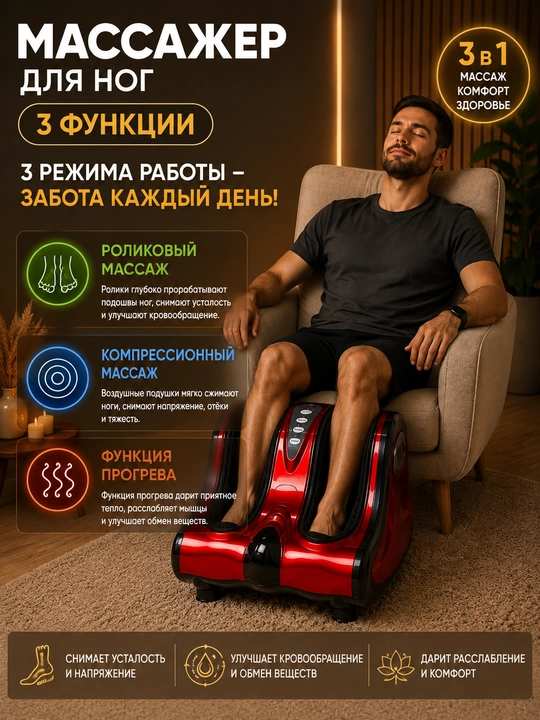 Электрический массажер для ног Renomax, для релаксации