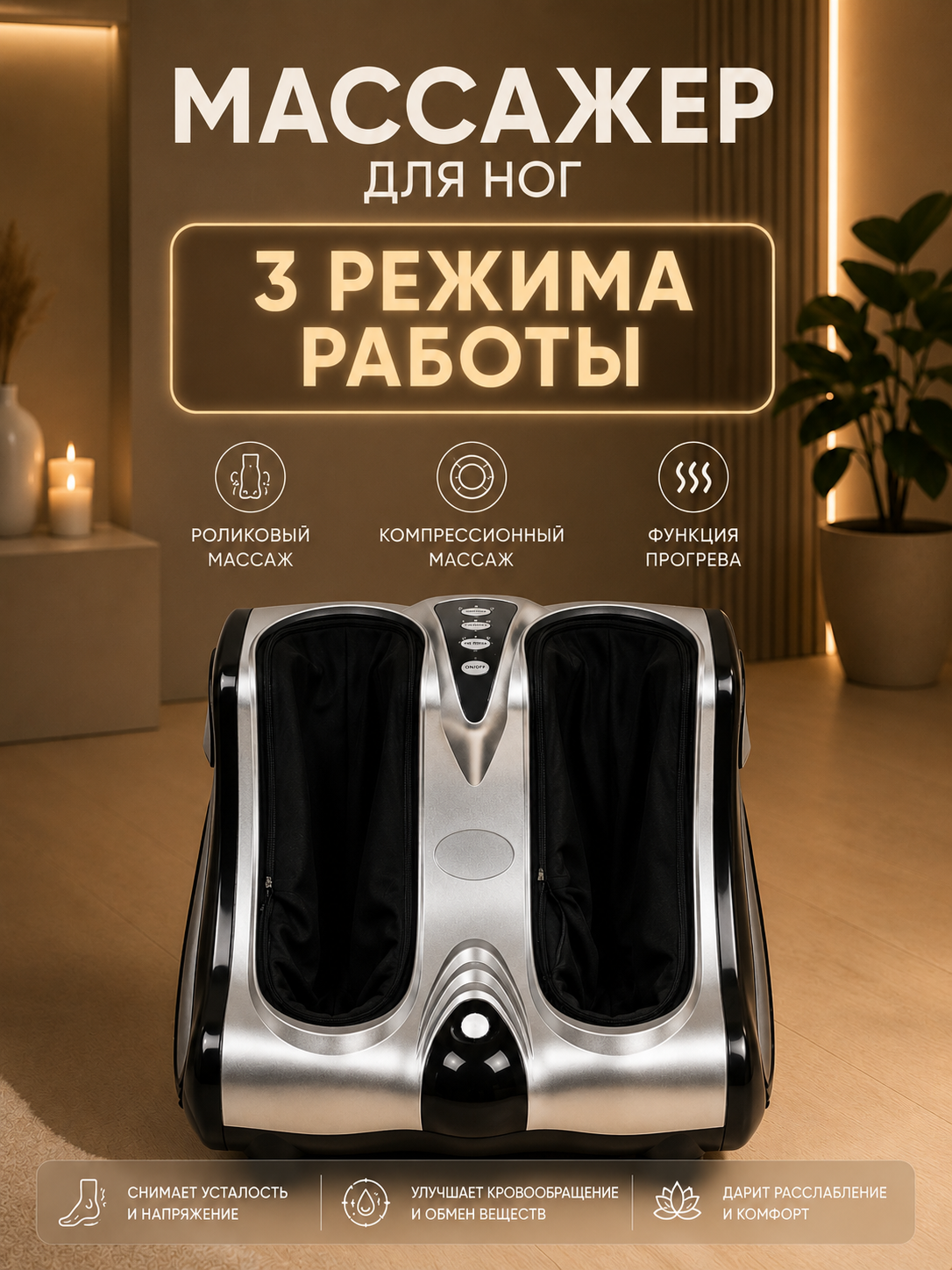 Электрический массажер для ног Renomax, для релаксации - 