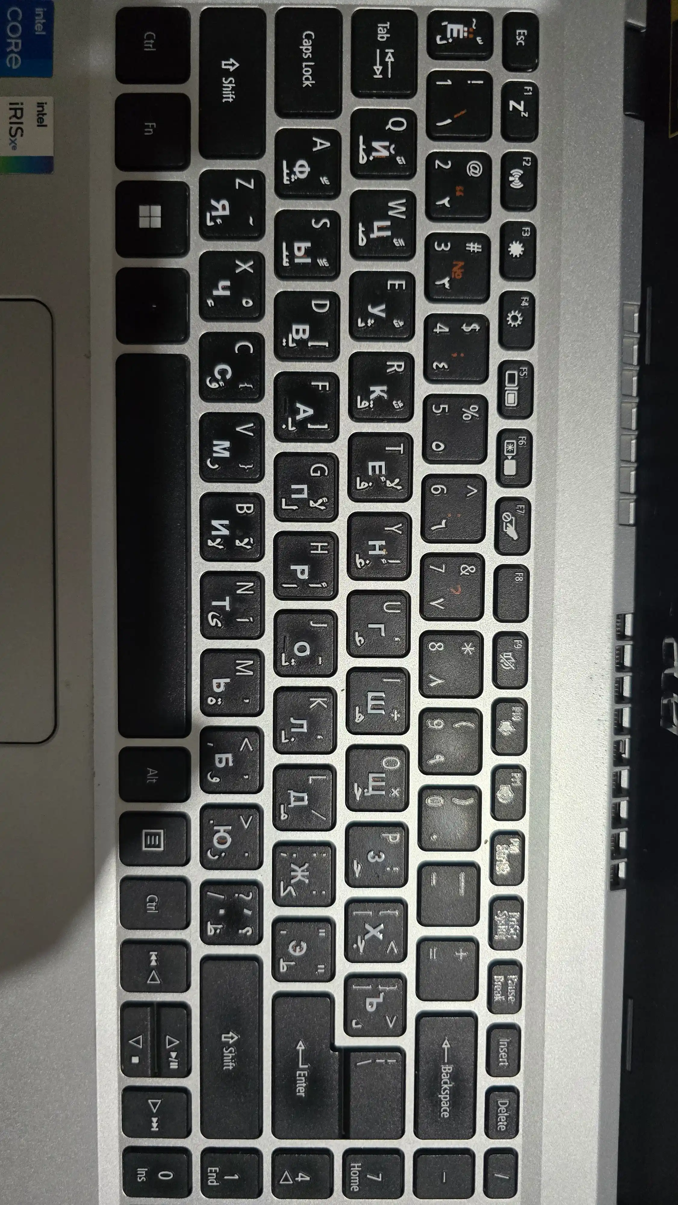 Shaffof ruscha kLaviatura nakleykasi – 3D bo‘rtma harflar, universal keyboard sticker