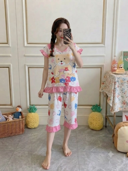 Pijama ayollar uchun 2x1, ayollar uy kiyimi to‘plami, dvoyka – top va shortik