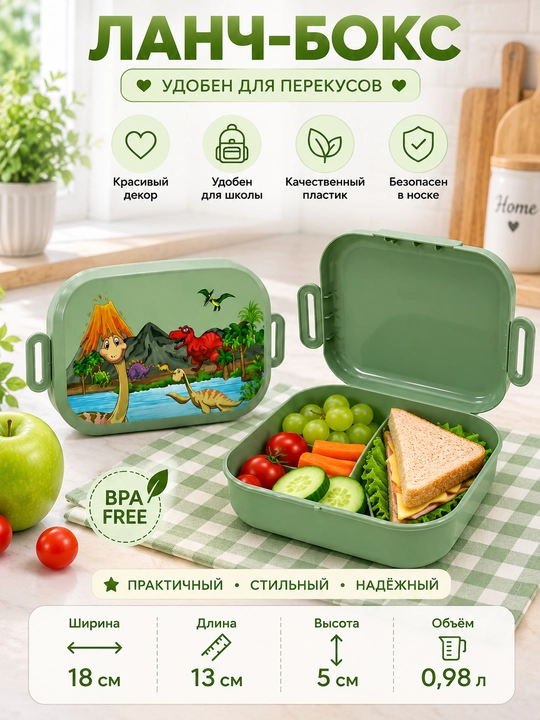 Стильный ланч-бокс, удобный и практичный контейнер для еды и перекусов