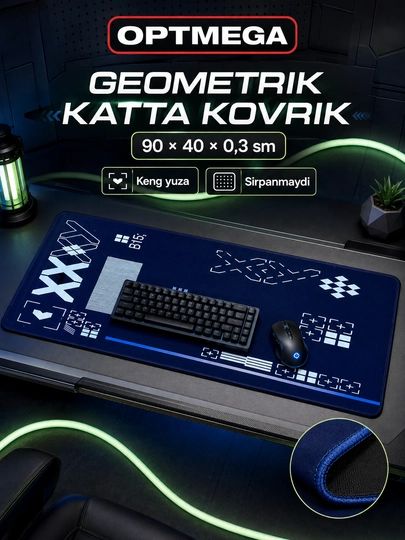 Большой коврик 100x50x3 мм, игровой и офисный коврик для клавиатуры и мыши - 