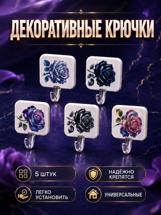 Oshxona va hammom uchun devorga o'rnatiladigan o'z-o'zidan yopishqoq ilgaklar, 5 kg gacha yuk ko'tarish  - 