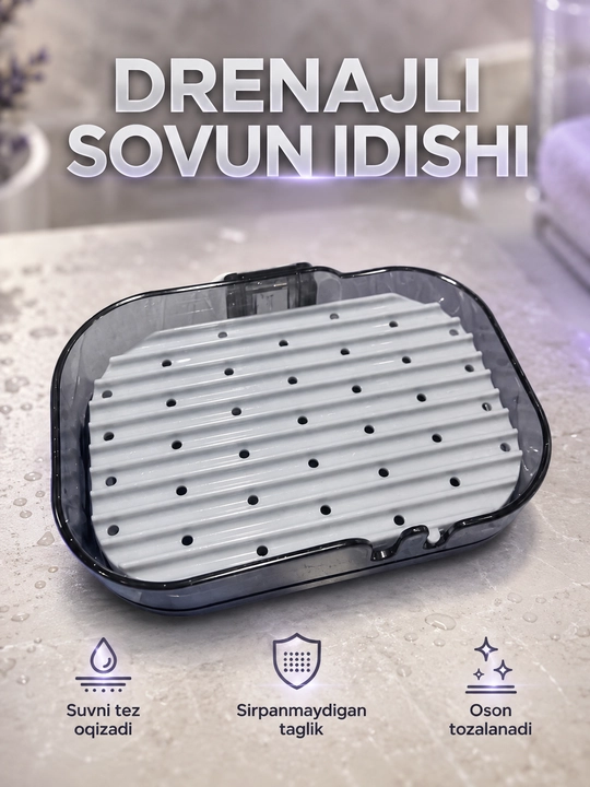 Devorga osib qo‘yiladigan sovun ushlagich, zanglamaydigan po‘latdan yasalgan, xromlangan, quyma sovun idishi 