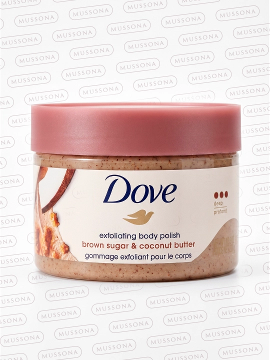 Скраб для тела Dove отшелушивающий: гранат, кокос, киви, пилинг против растяжек, 298 г