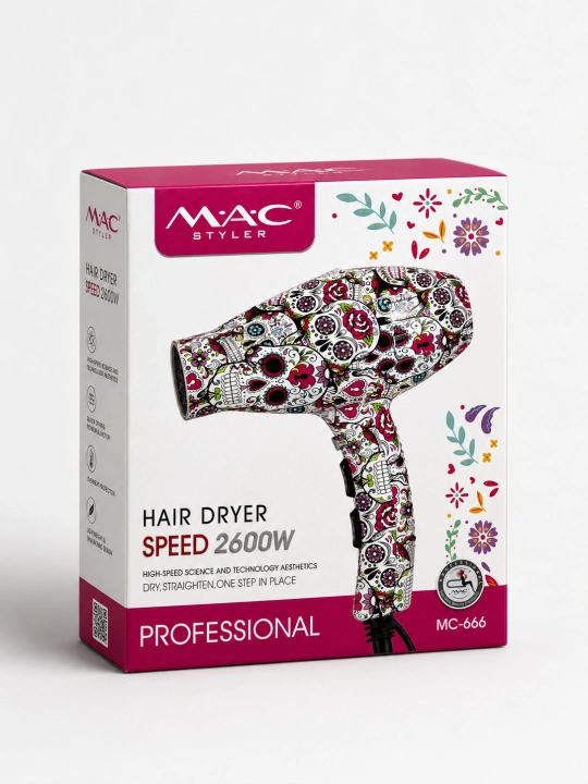 Professional fen soch quritgich MAC, quritish va turmaklash uchun, 2600W