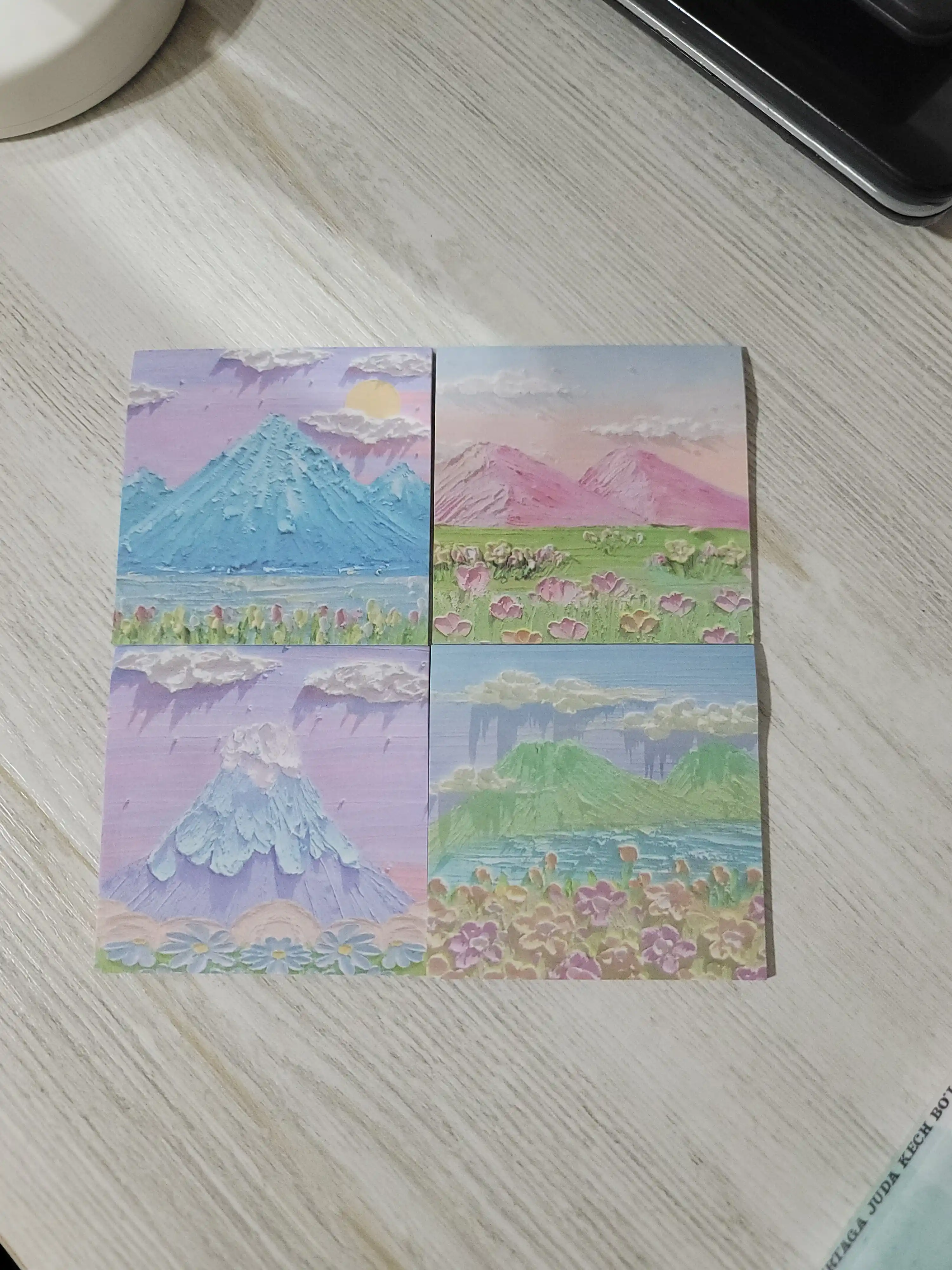 Pastel eslatma stikeri, qaydlar uchun yopishqoq qog'ozlar. 4 xil dizayn, 80 dona