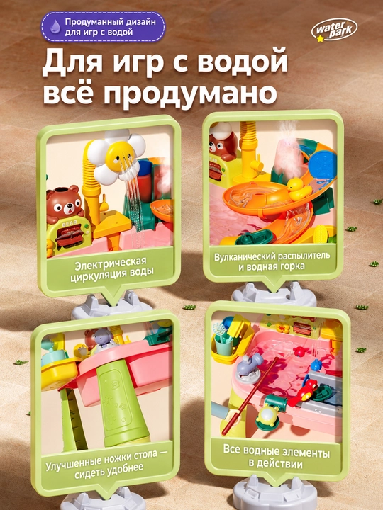 Детская развивающая водная игрушка-аквапарк, электроциркуляция воды, бассейн для рыбалки