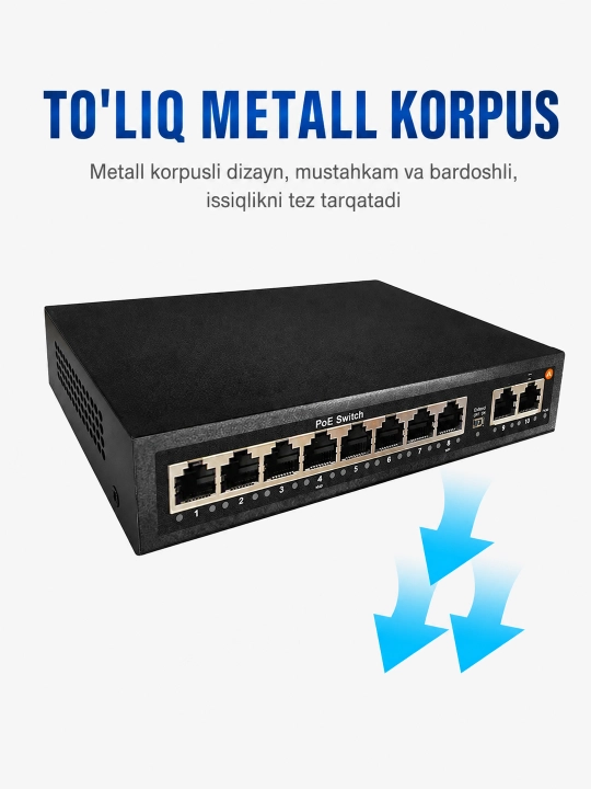 Gigabit PoE kommutator, IP kameralar uchun 4/8 ta PoE portli tarmoq switch