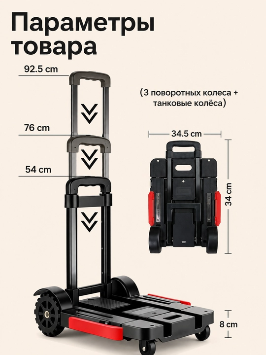 Buklanadigan qo‘l aravachasi 80 kg gacha, yuk tashish uchun ixcham arava