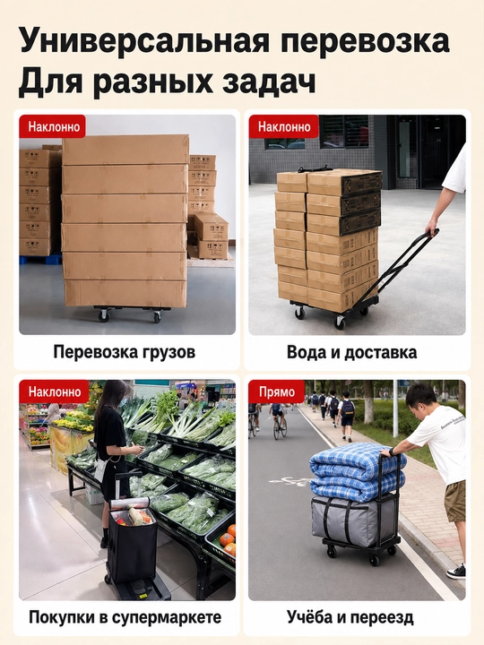 Buklanadigan qo‘l aravachasi 80 kg gacha, yuk tashish uchun ixcham arava
