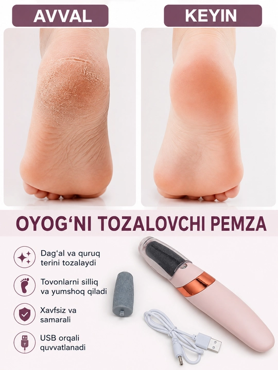 Elektr pemza - Pilka Flawless Pedi, oyoq qadoqlari va tovon tozalagich