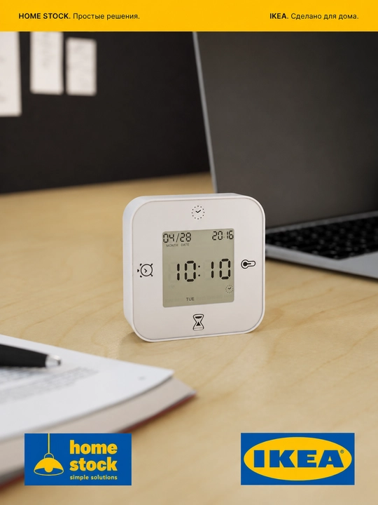 IKEA KLOCKIS часы 4в1 термометр, будильник, таймер, для кухни, рабочего стола, ИКЕА 7x7 см