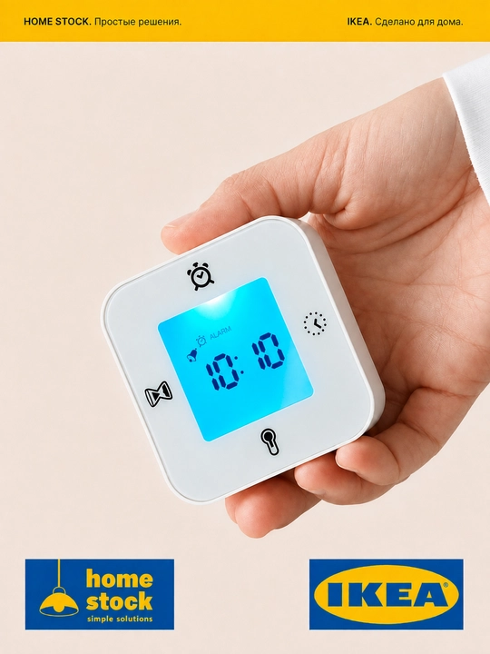 IKEA KLOCKIS часы 4в1 термометр, будильник, таймер, для кухни, рабочего стола, ИКЕА 7x7 см