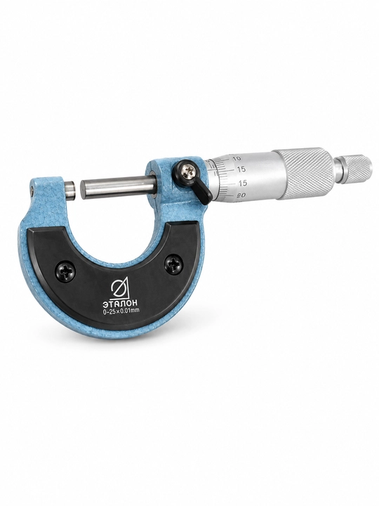 ETALON 0–25 mm mexanik  mikrometr, 0,01 mm, stend bilan