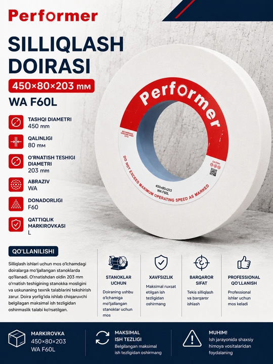 400×40×127 mm GCF80L6V charxlash va silliqlash doirasi
