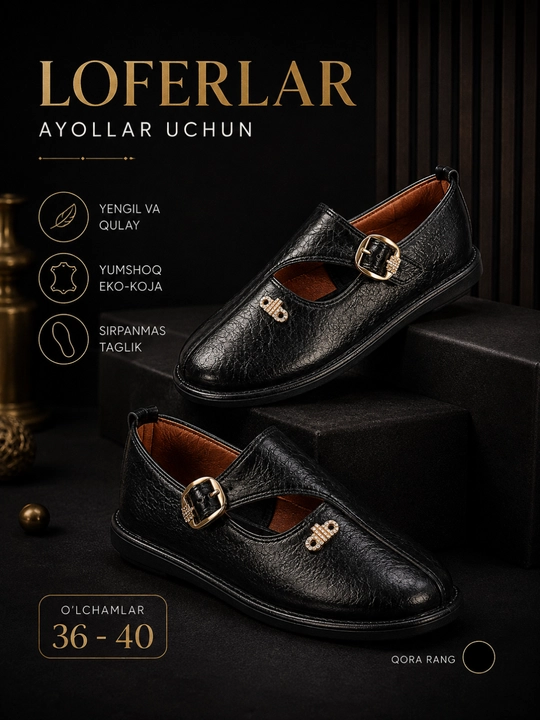 Ayollar uchun loferlar, kuzgi lofer, klassik va qulay oyoq kiyim, 36–40