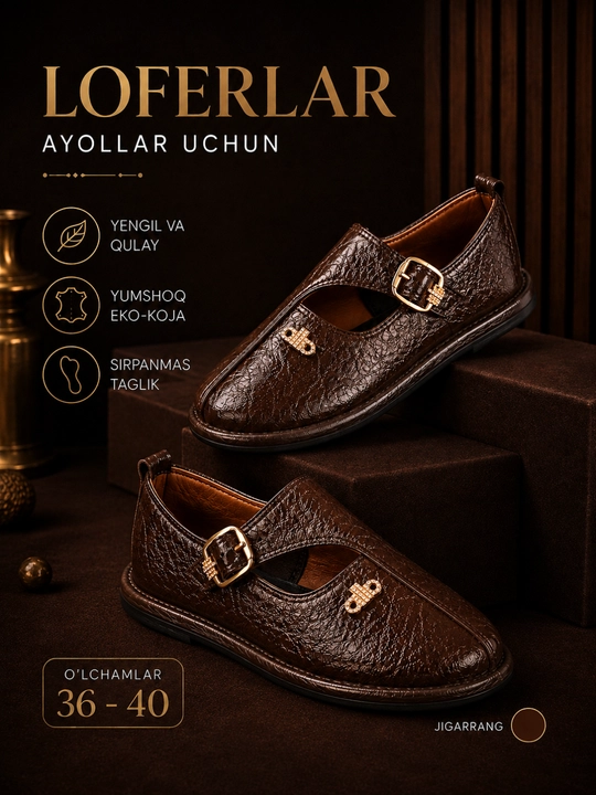 Ayollar uchun loferlar, kuzgi lofer, klassik va qulay oyoq kiyim, 36–40
