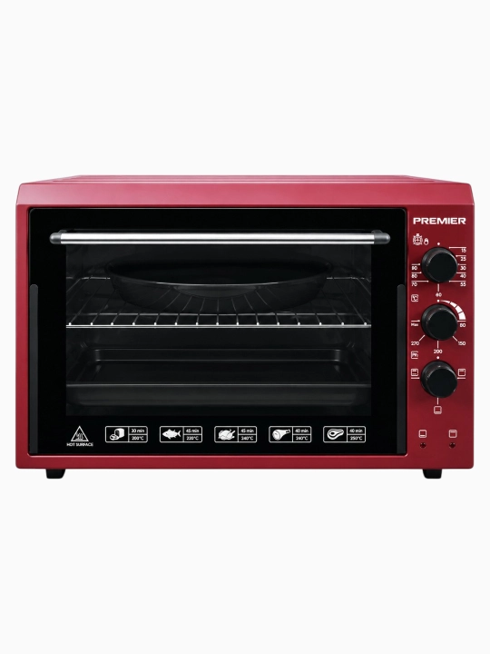 Mini pech Premier PRM-ECO45/R, elektr duxovka 45 l, 1500 Vt, mexanik, qizil - 