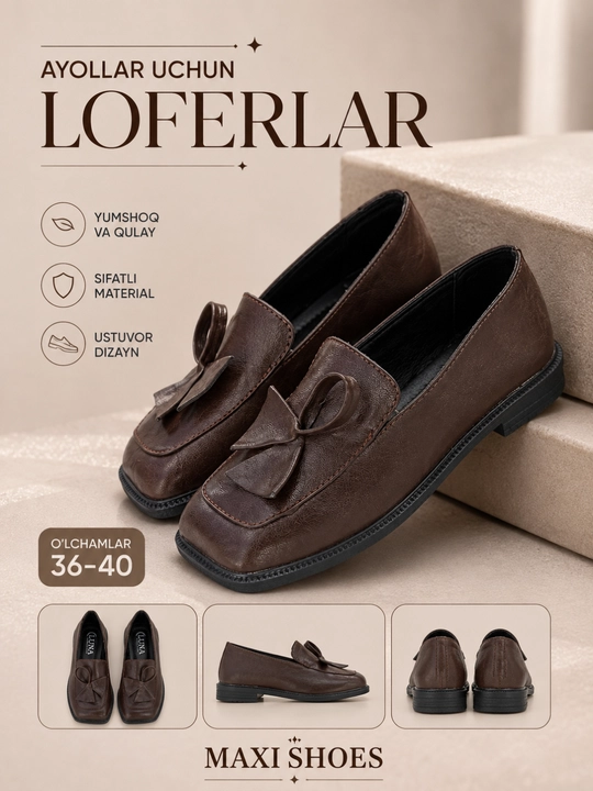 Ayollar uchun loferlar, kuzgi lofer, klassik va qulay oyoq kiyim, mokasinalar, 36–40 - 