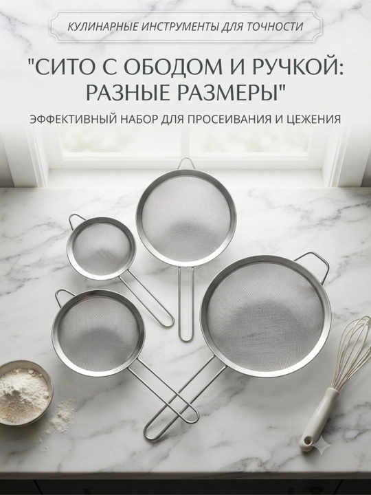 Сито из нержавеющей стали, разные размеры, с удобной ручкой