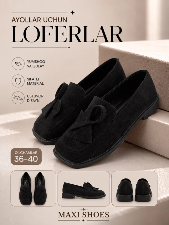 Ayollar uchun loferlar, kuzgi lofer, klassik va qulay oyoq kiyim, mokasinalar, 36–40 - 