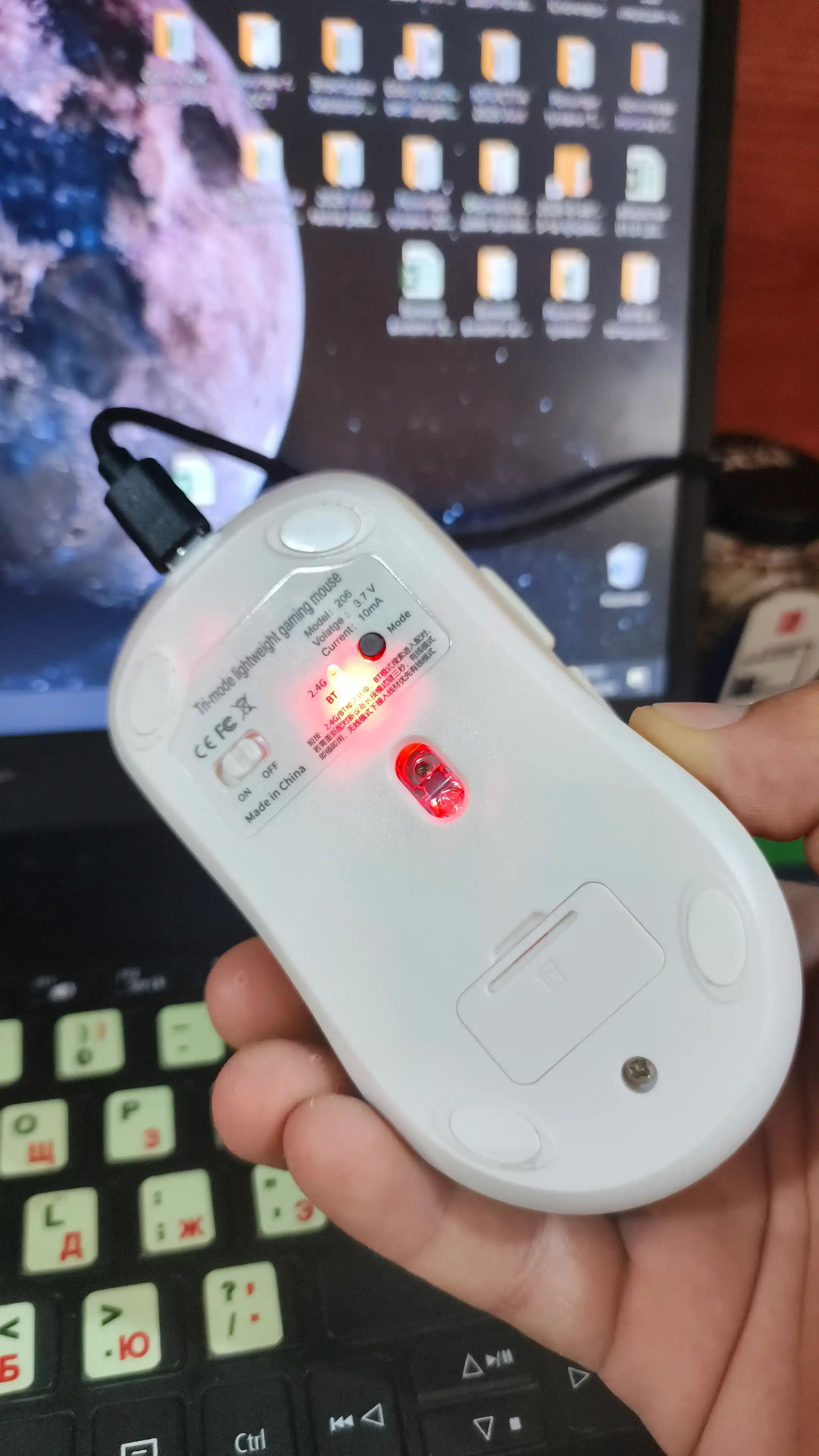 Simsiz Sichqoncha PRO 8000 DPI Bluetooth + 2.4GHz + Type-C