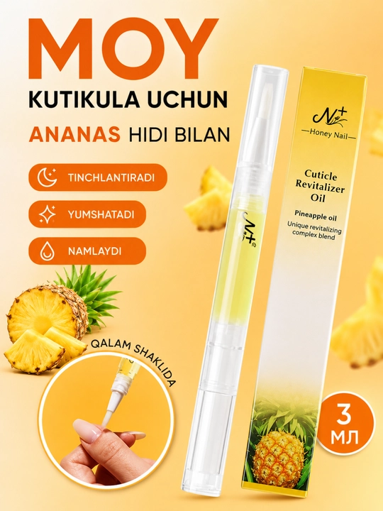 Tirnoq va kutikulalarni parvarishlash va tiklash uchun moy, cho‘tkali revitalayzer - 
