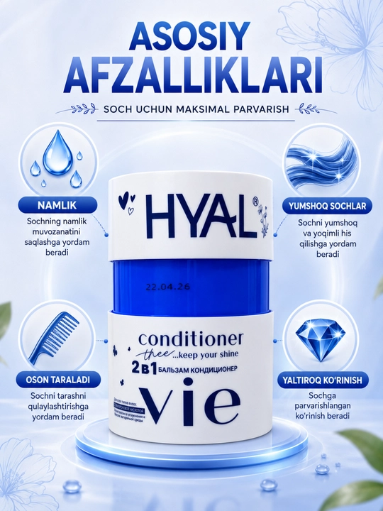 HYAL 2-in-1 Soch uchun Balsam-Konditsioner