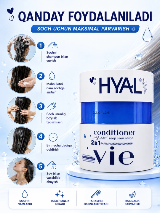 HYAL 2-in-1 Soch uchun Balsam-Konditsioner