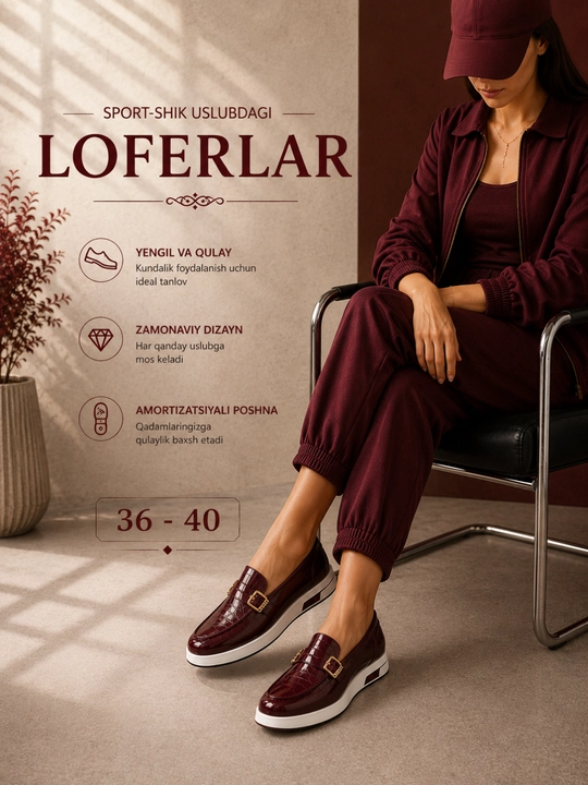 Ayollar uchun loferlar, kuzgi lofer, klassik va qulay oyoq kiyim, mokasinalar, 36–40 - 