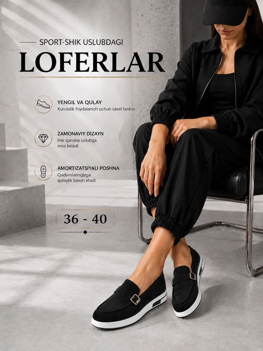 Ayollar uchun loferlar, kuzgi lofer, klassik va qulay oyoq kiyim, mokasinalar, 36–40 - 