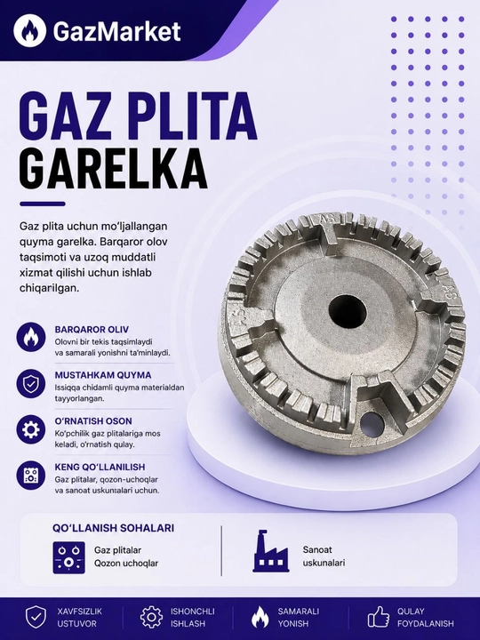 Газовая горелка 75-100 мм, алюминиевая конфорка для плиты