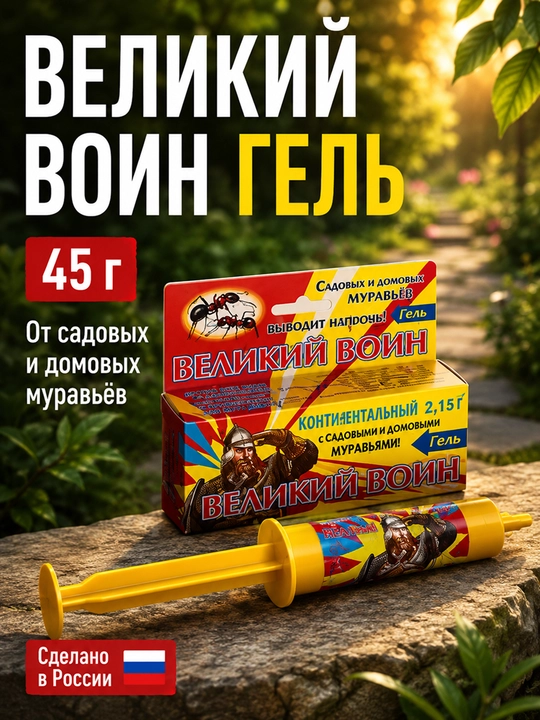 Великий Воин гель от муравьев, для дома и сада, 45 г - 