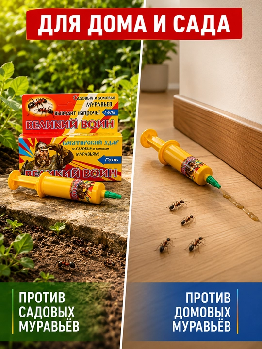Великий Воин гель от муравьев, для дома и сада, 45 г