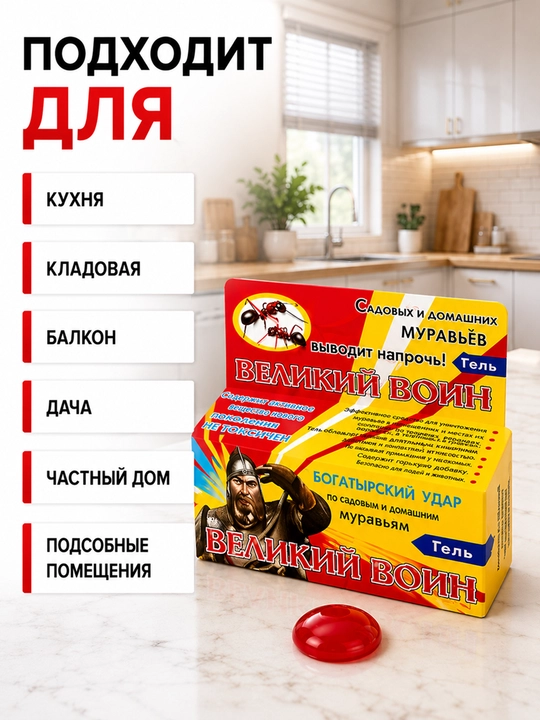 Великий Воин гель от муравьев, для дома и сада, 45 г