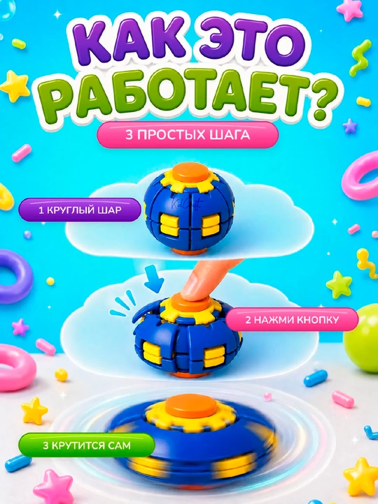 Шар-спиннер антистресс для детей, кнопка запуска, 6,4 см