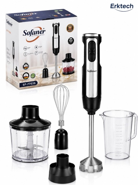 Ручной блендер Sofaner 600Вт с измельчителем и венчиком - Кухонная техника