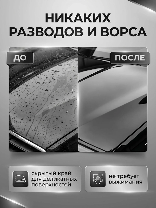 Салфетки из микрофибры для авто 40×40 см, 600 г/м², 2 шт
