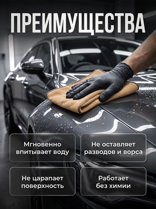 Салфетки из микрофибры для авто 40×40 см, 600 г/м², 2 шт