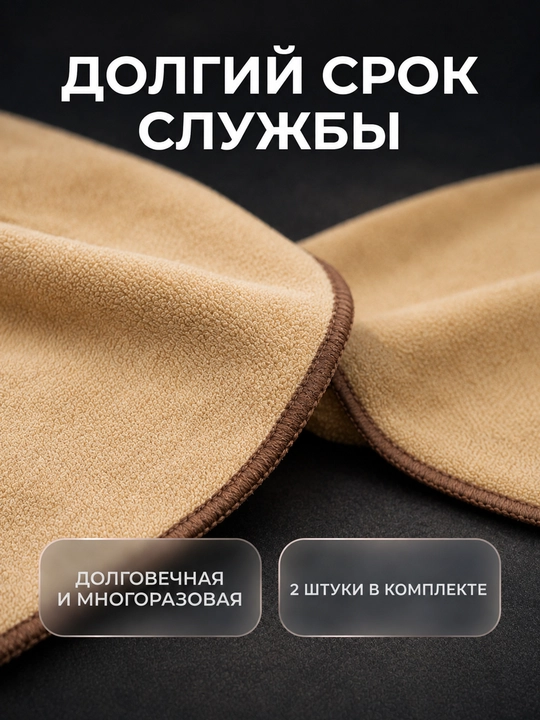 Салфетки из микрофибры для авто 40×40 см, 600 г/м², 2 шт