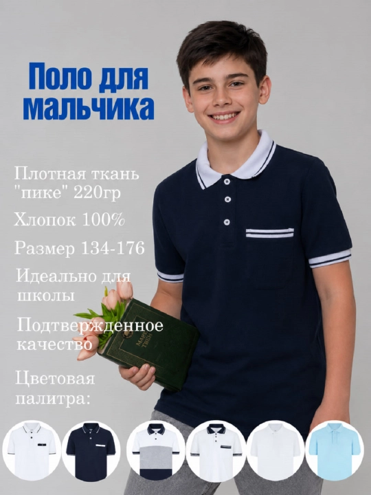 Поло для мальчиков, финка с коротким рукавом, школьная форма и для повседневки
