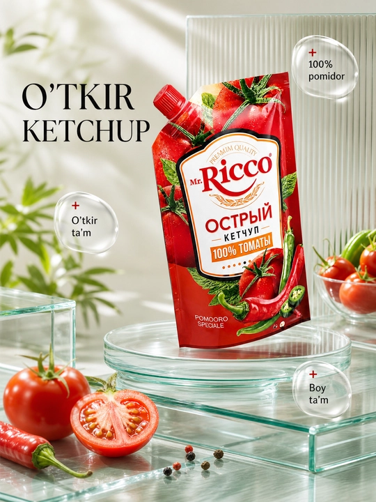 Кетчуп Mr.Ricco томатный 300 г, натуральный соус для мяса, гриля и шашлыка, 8 вкусов