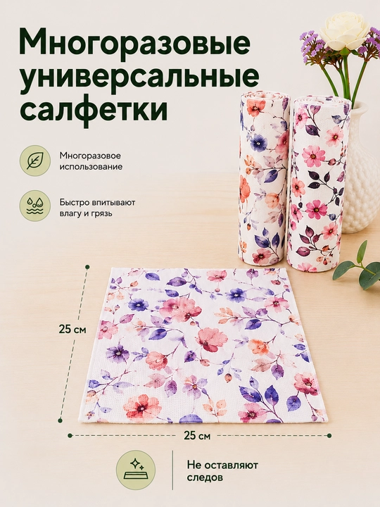Rulondagi ko‘p martalik universal mikrofibra tozalovchi latta  tozalash va oshxona uchun