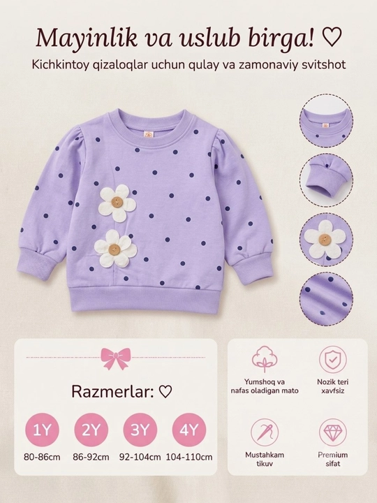 Лёгкий джемпер и кофта для девочек от 1 до 6 лет - 